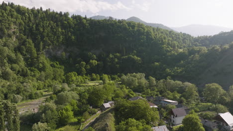 daba small town houses with panorama of green forest in the mountain