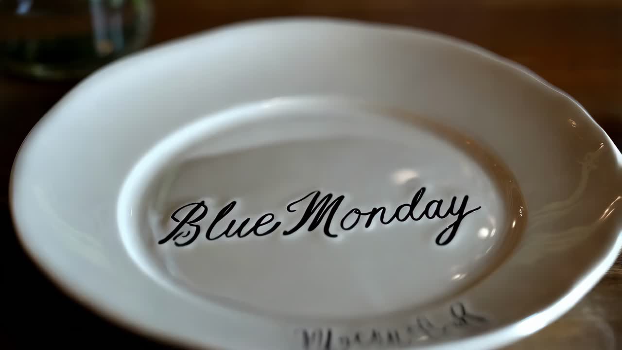 파란색 월요일 문구가 새겨진 색 판