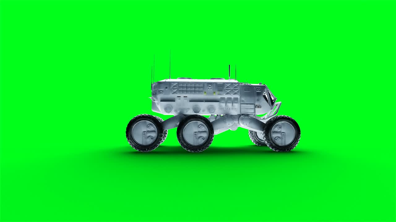 로버는 녹색 스크린에서 고립됩니다. 현실적인 4k 애니메이션.