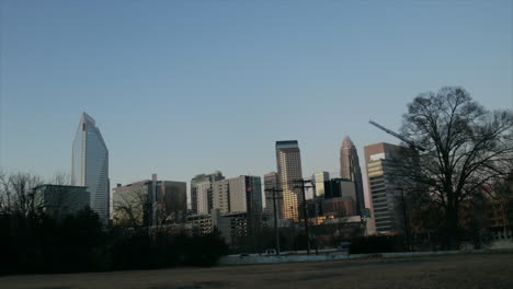 timelapse of charlotte downtown midday crane operation