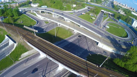 Aerial-view-of-a-freeway-intersection