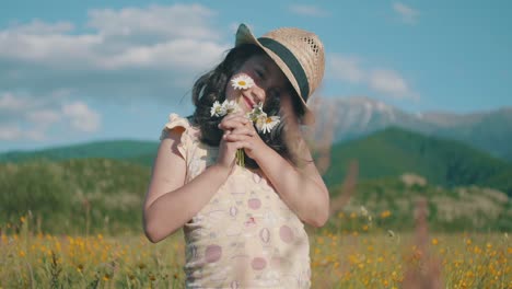 little girl wildflowers portrait