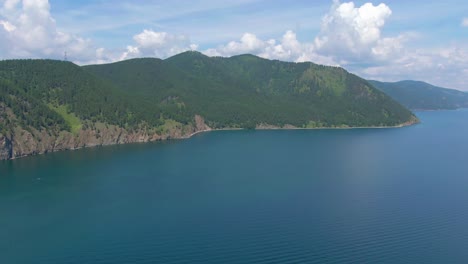 aerial view of a lakeside mountain scenery