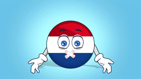 cartoon icon flag netherlands holland silence with face animation with alpha matte