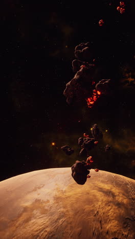 a large cluster of asteroids near an unknown planet vertical