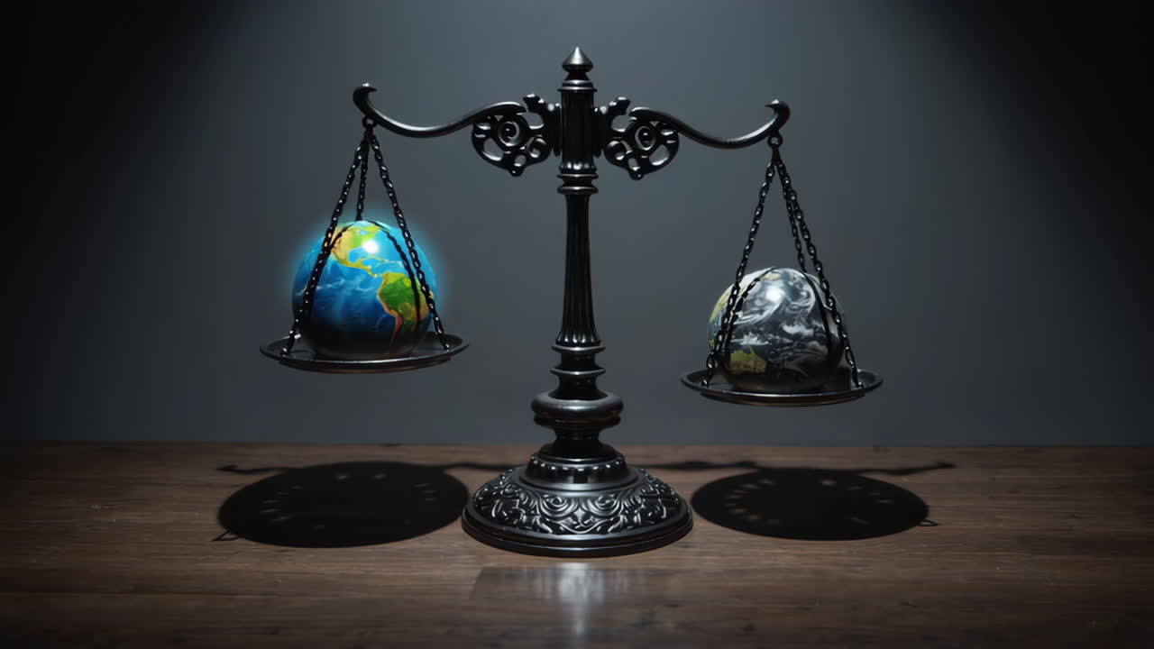 정의의 무게가 땅을 는 것