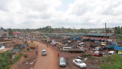african rural town establishing view