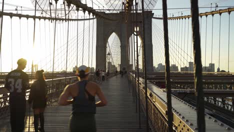 a stroll across the elevated pedestrian walkway on brooklyn bridge provides a true new york city experience