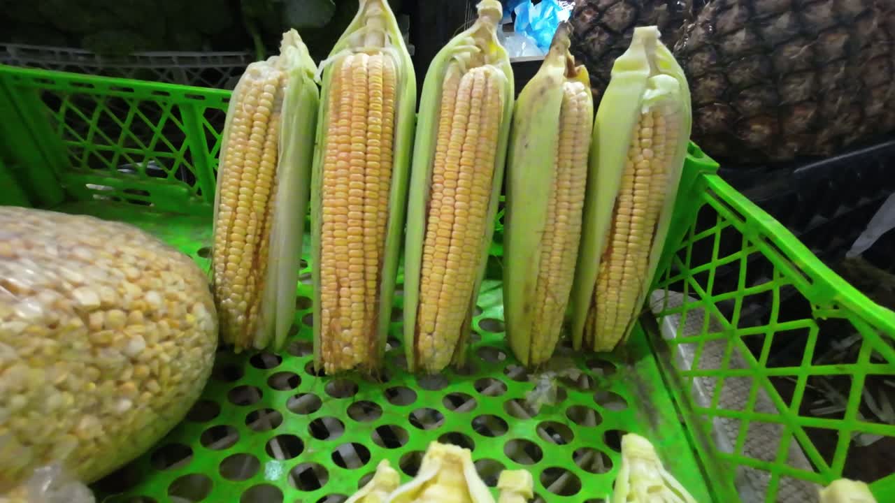 Ingredients for making cachapa, traditional Venezuelan dish corn-based, a sweet corn pancake