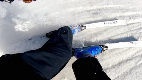 pov of slalom ski training in switzerland