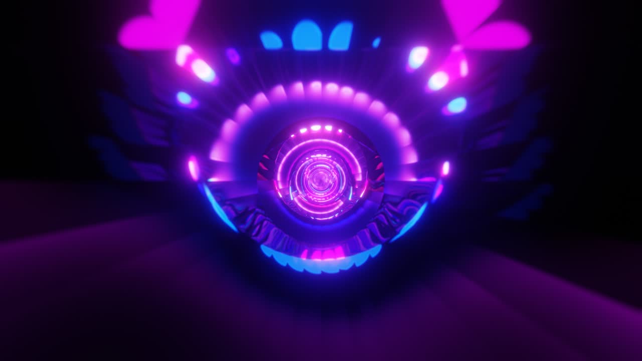 Abstract neon blue purple psychedelic hypnotic VJ loop background. 3D ...