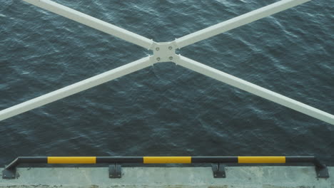 protection rails and calm sea surface, static view