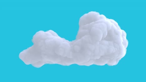White cloud isolated on blue background. Realistic 3d art element in modern stop motion style. Minimal abstract graphic design. Fashion loop cartoon animation.