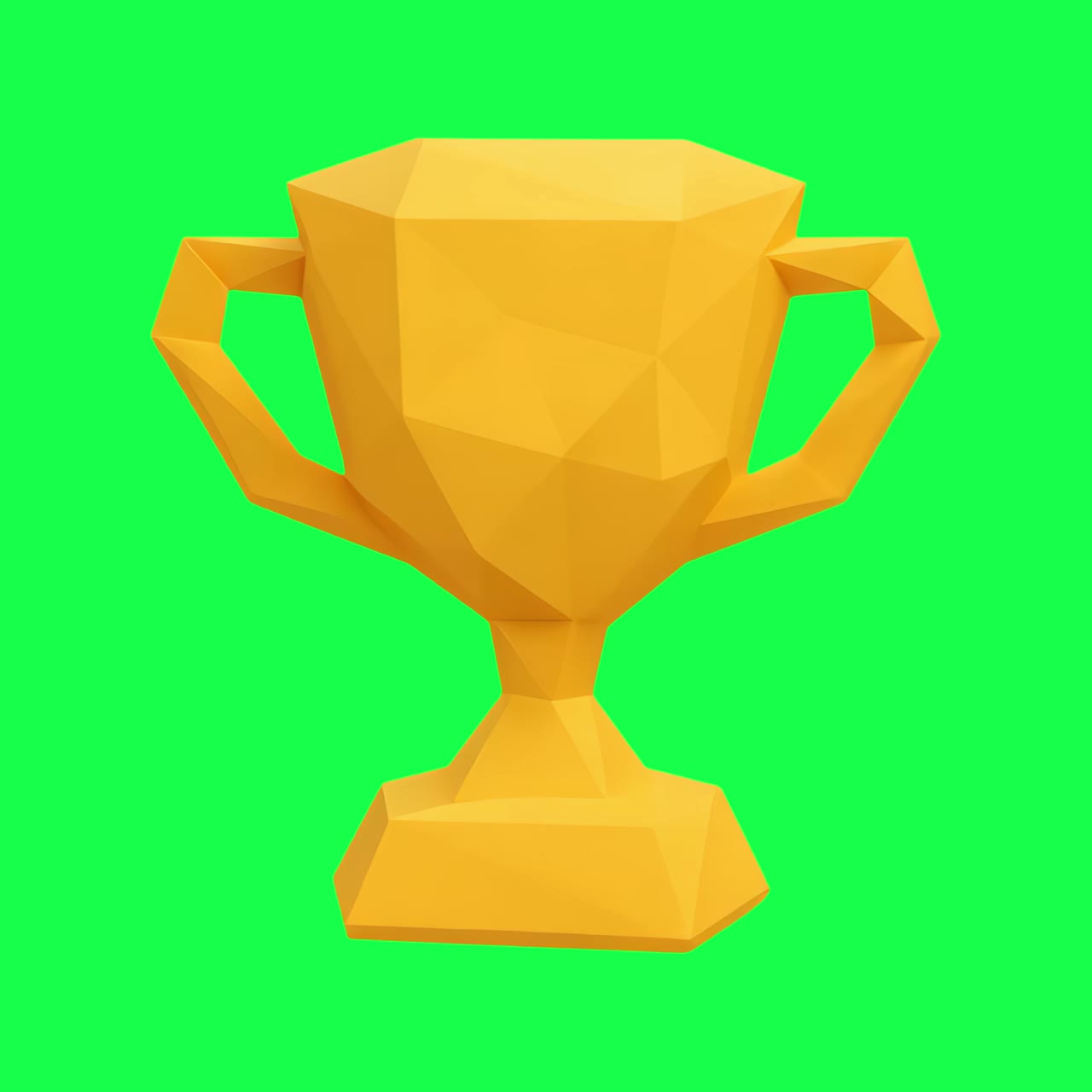 Geometric trophy animation, transparent 4K video, green screen