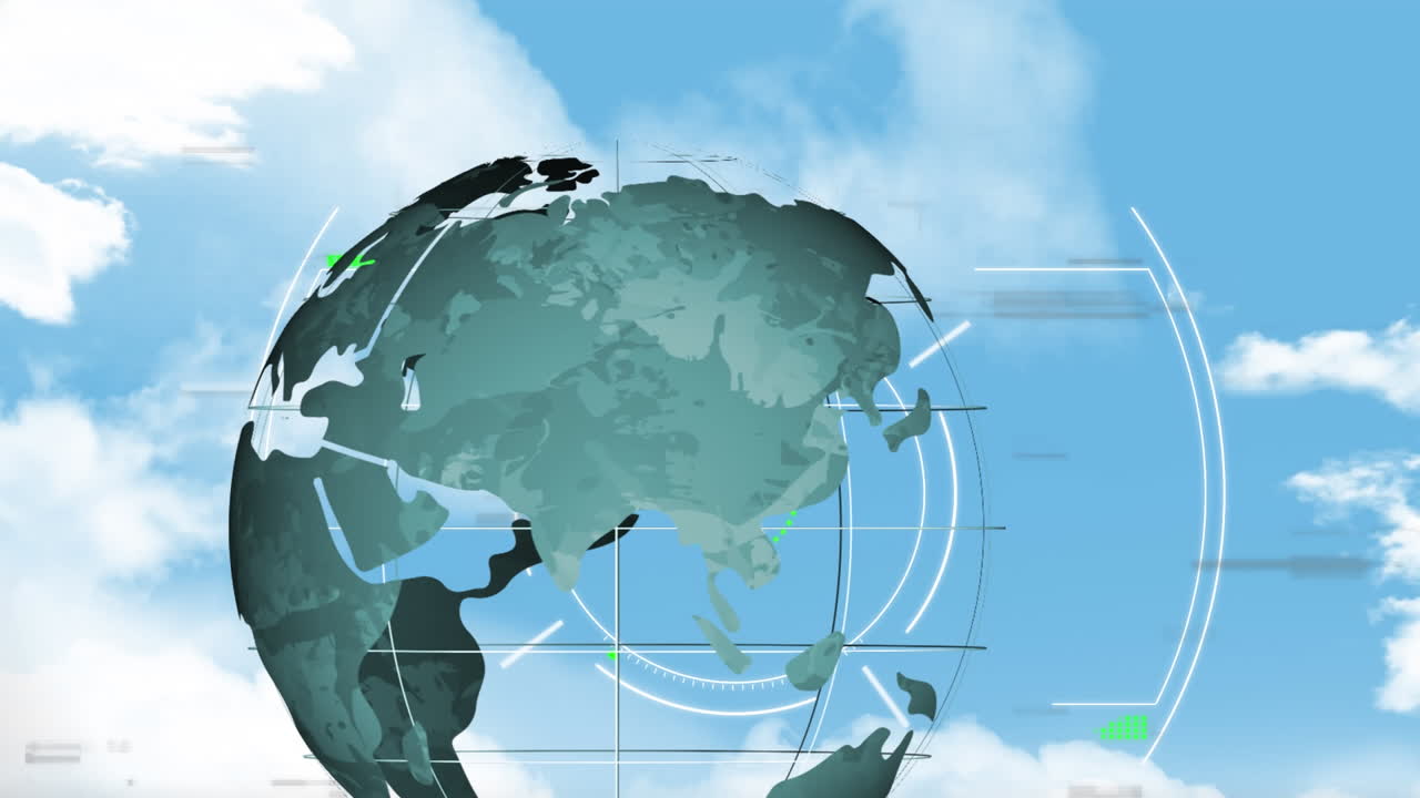 범위 스캐닝, 데이터 처리 및 지구의 애니메이션