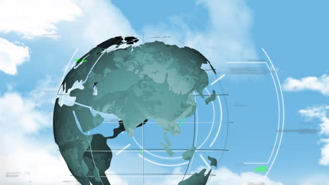 animation of scope scanning, data processing and globe