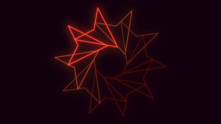 Glowing triangular starburst in radiant orange