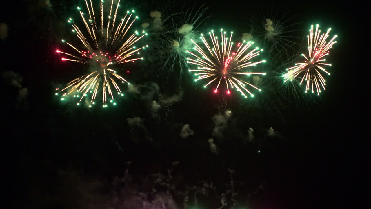 coloridas exposiciones de fuegos artificiales en el cielo nocturno