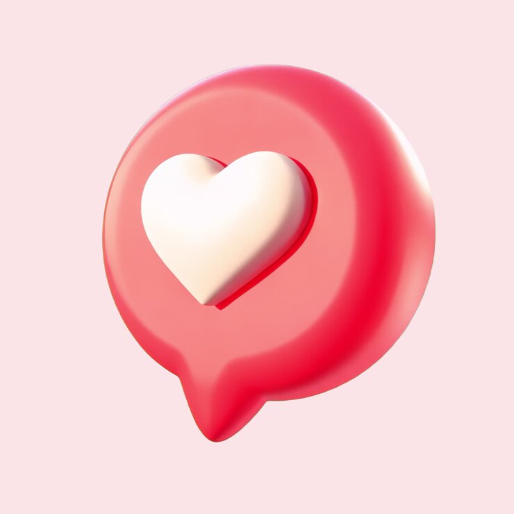 Aesthetic heart speech bubble animation isolated asset, transparent 4K video, alpha channel, ProRes