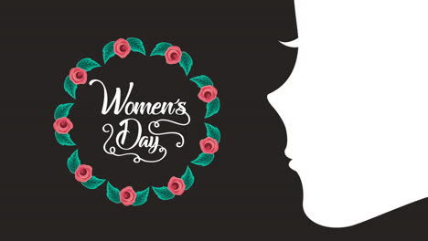 happy womens day lettering with girl profile