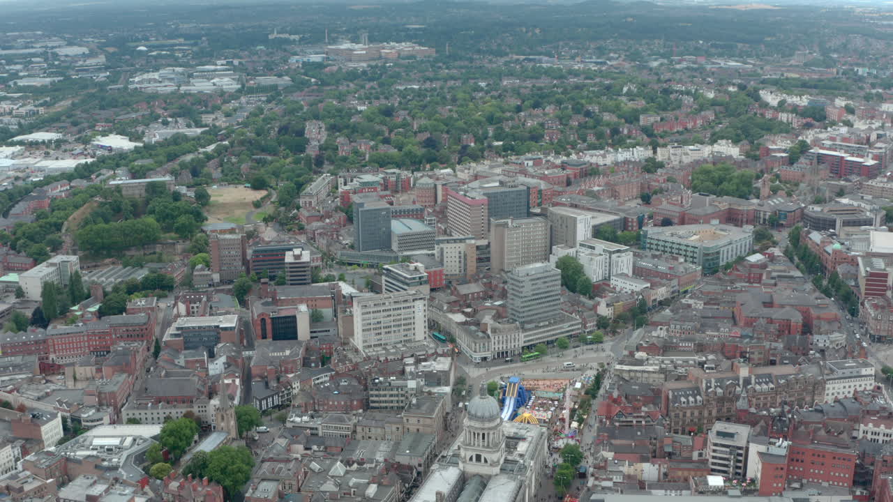 establecimiento de tomas con drones del centro de la ciudad de nottingham