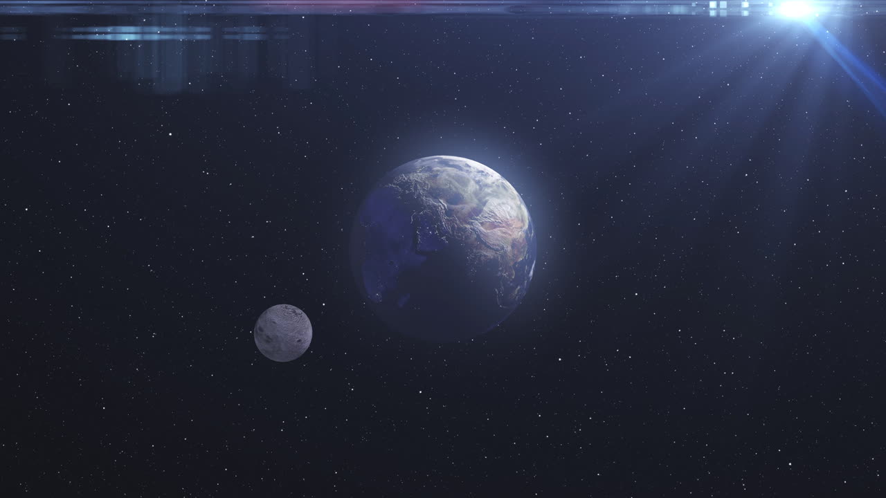 la tierra y la luna en el espacio