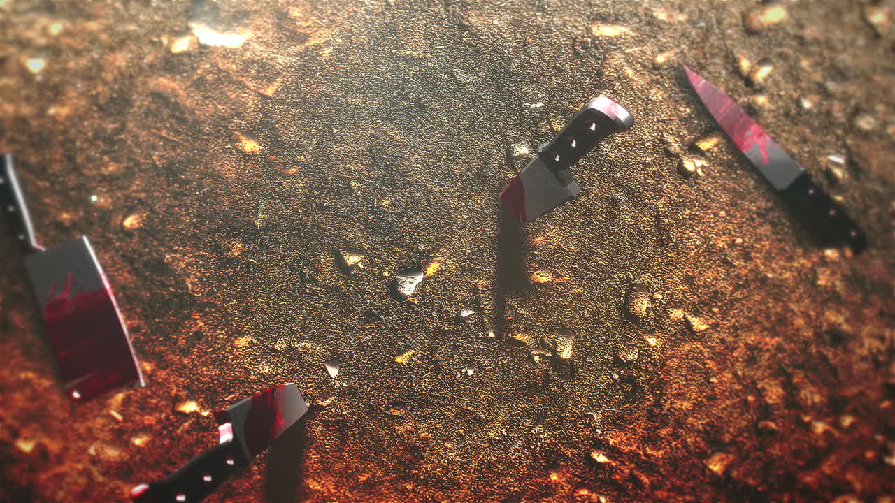 fondo de terror místico de animación con sangre oscura y cuchillo