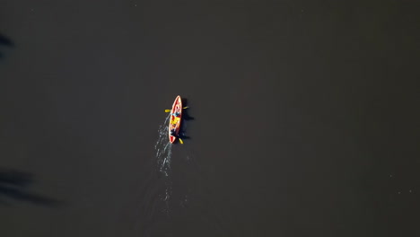 aerial, kayak paddle and lake with sport