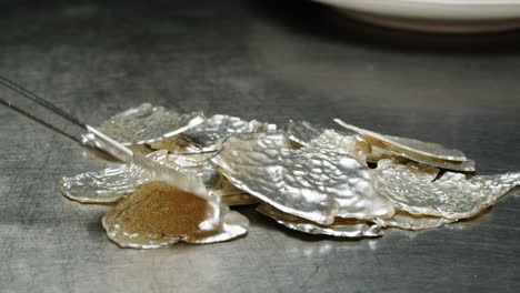 preparing plated dessert pieces