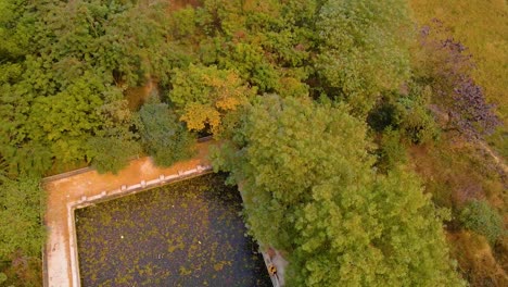 increíble vista aérea de una antigua piscina del templo