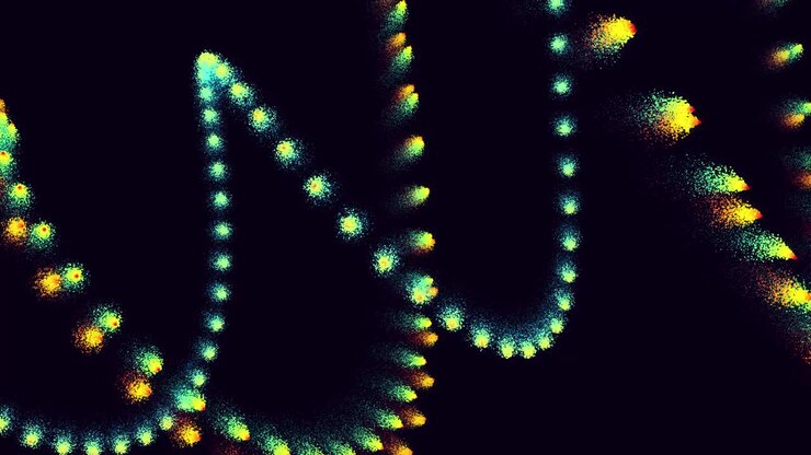 Magic particles form beatuful trails. Spiral structure. 3d render abstract colorful explosion with luma matte like alpha channel. Rainbow color explosion.