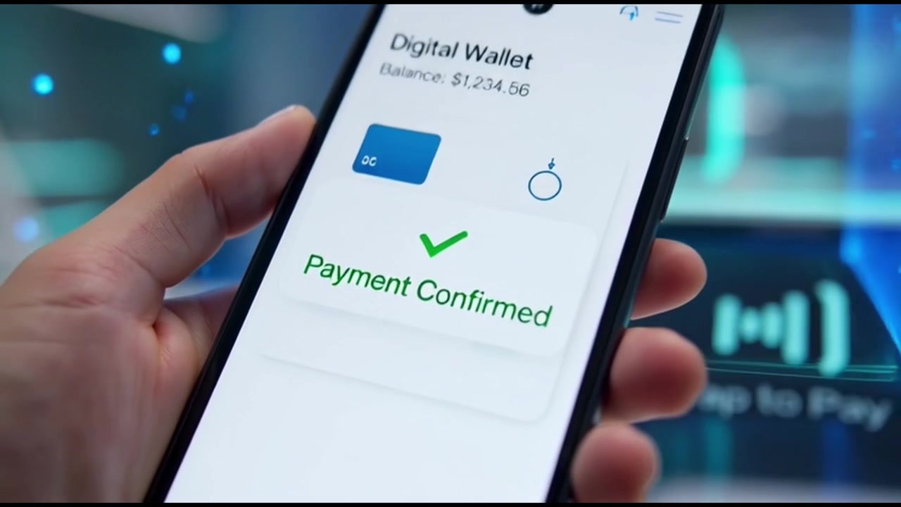 Person Making Contactless Payment with Smartphone at Point of Sale Terminal