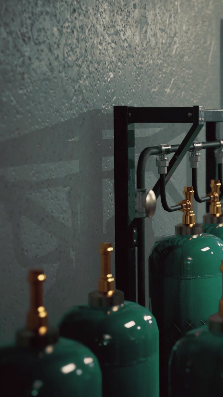 Serbatoi in un'area di stoccaggio utilizzati per la gestione del gas in un impianto