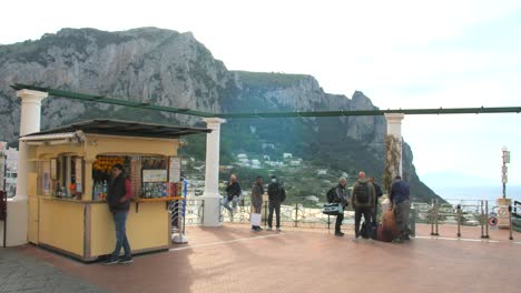 capri center during holiday season in italy - panning shot