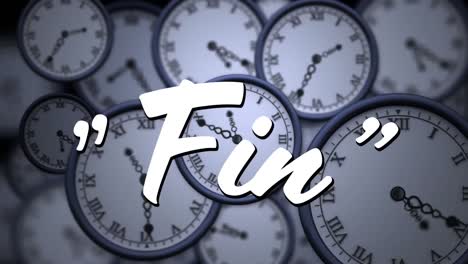 animación del texto de la aleta sobre múltiples relojes moviéndose rápidamente
