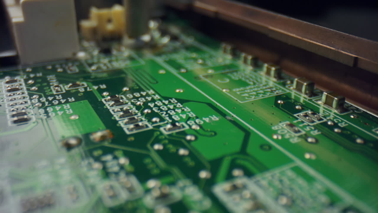 dolly tiro de la placa de circuito. procesador de comunicación integrado de la computadora