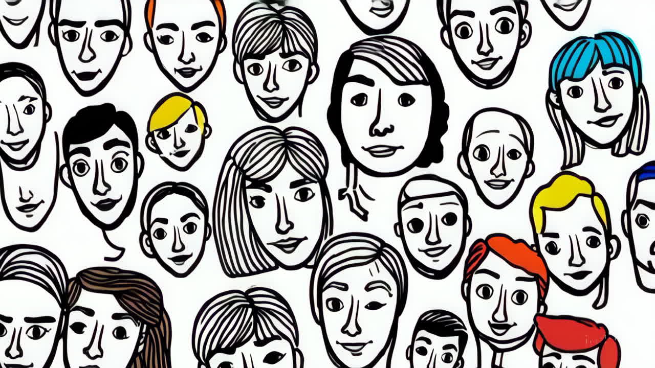 Diverse Cartoon Faces Illustration