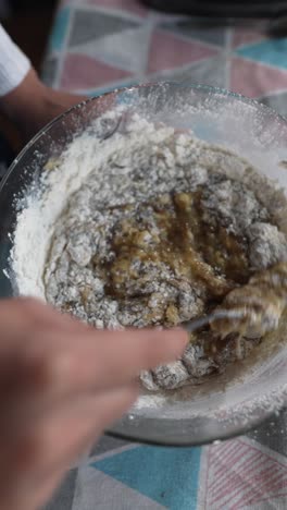 mixing ingredients for banana cookies