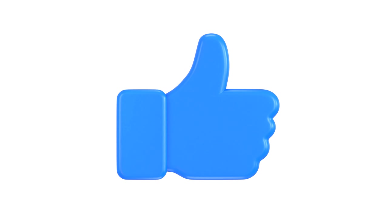 3D Animated Blue Thumbs Up Icon on White Background