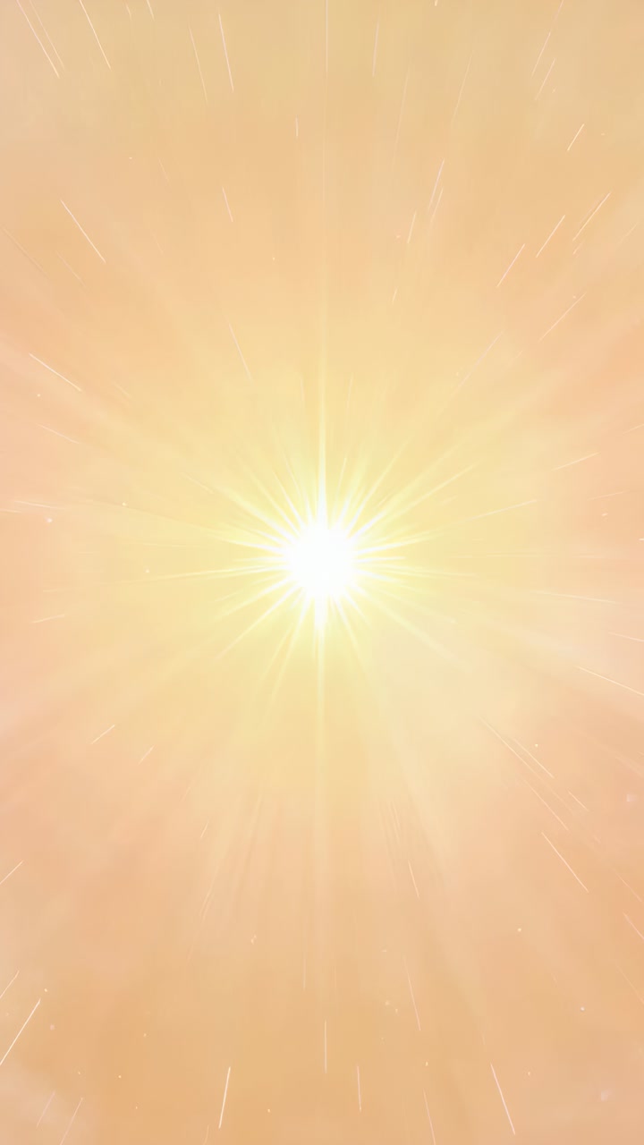 Vertical video: Flaring central solar light over frames sending rays into golden sky for sun effect