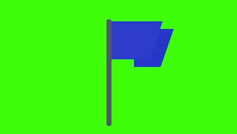 animated blue flag icon with a sharp edges popping up on a green screen