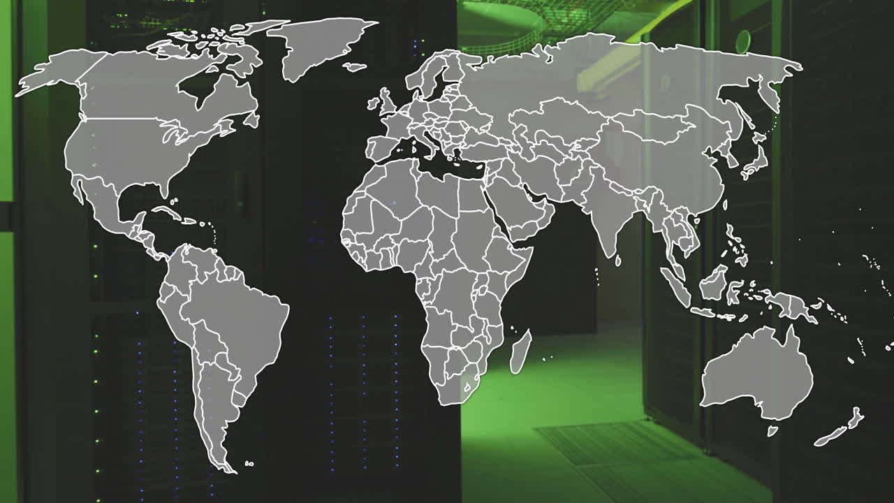 animazione della mappa del mondo che si muove sulla sala server