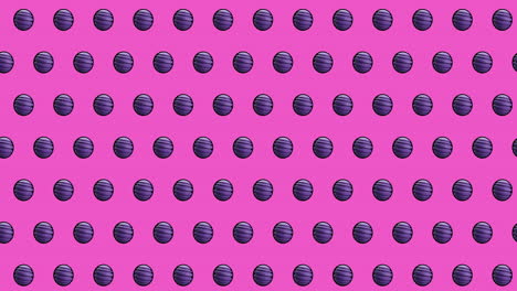 Animación-De-Filas-De-Bolas-Negras-Moviéndose-Sobre-Fondo-Rosa