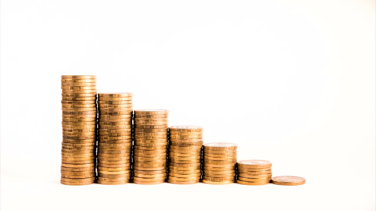 el gráfico de pasos de las monedas desaparece contra la flecha que se mueve hacia abajo