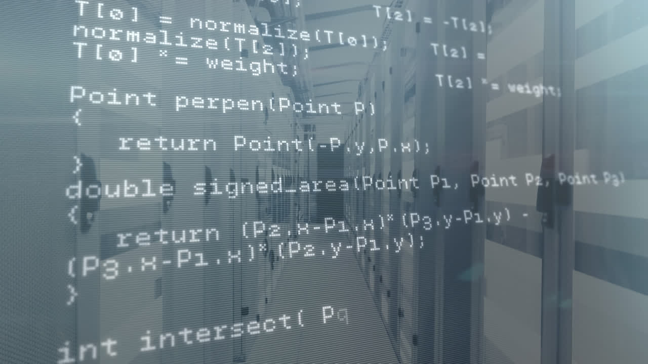 animación del procesamiento de datos a través de servidores informáticos