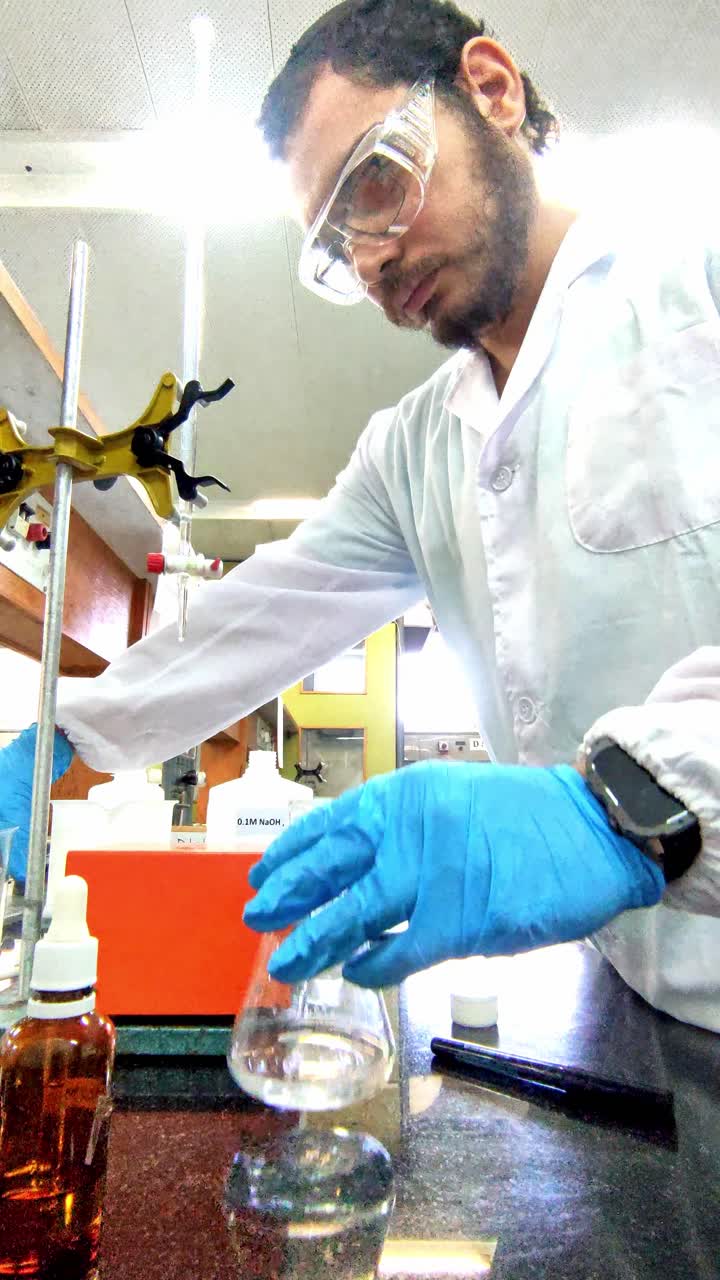 Professional Lab Researcher Working on Table