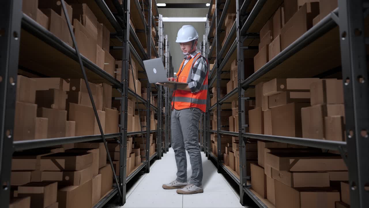 trabajador de almacén comprobando el inventario