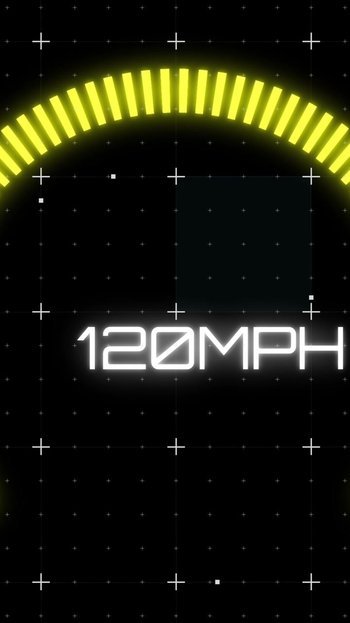 Animation of white spots and speedometer on black background