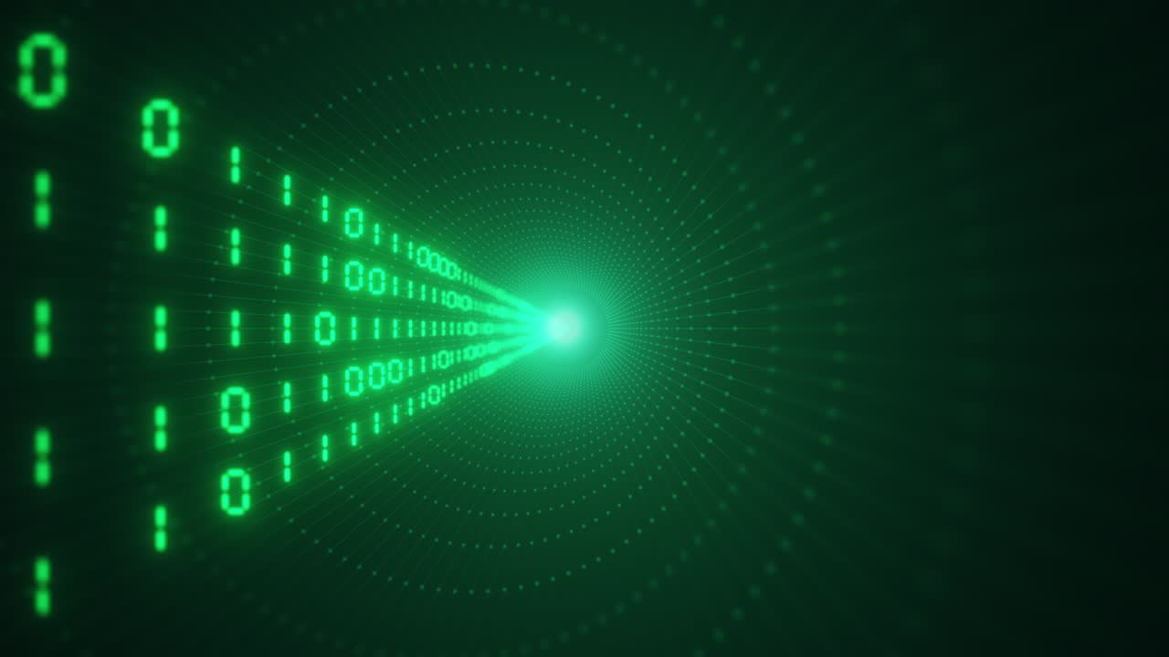 Information flow futuristic matrix transfer digital code numbers big data tunnel 3d rendering