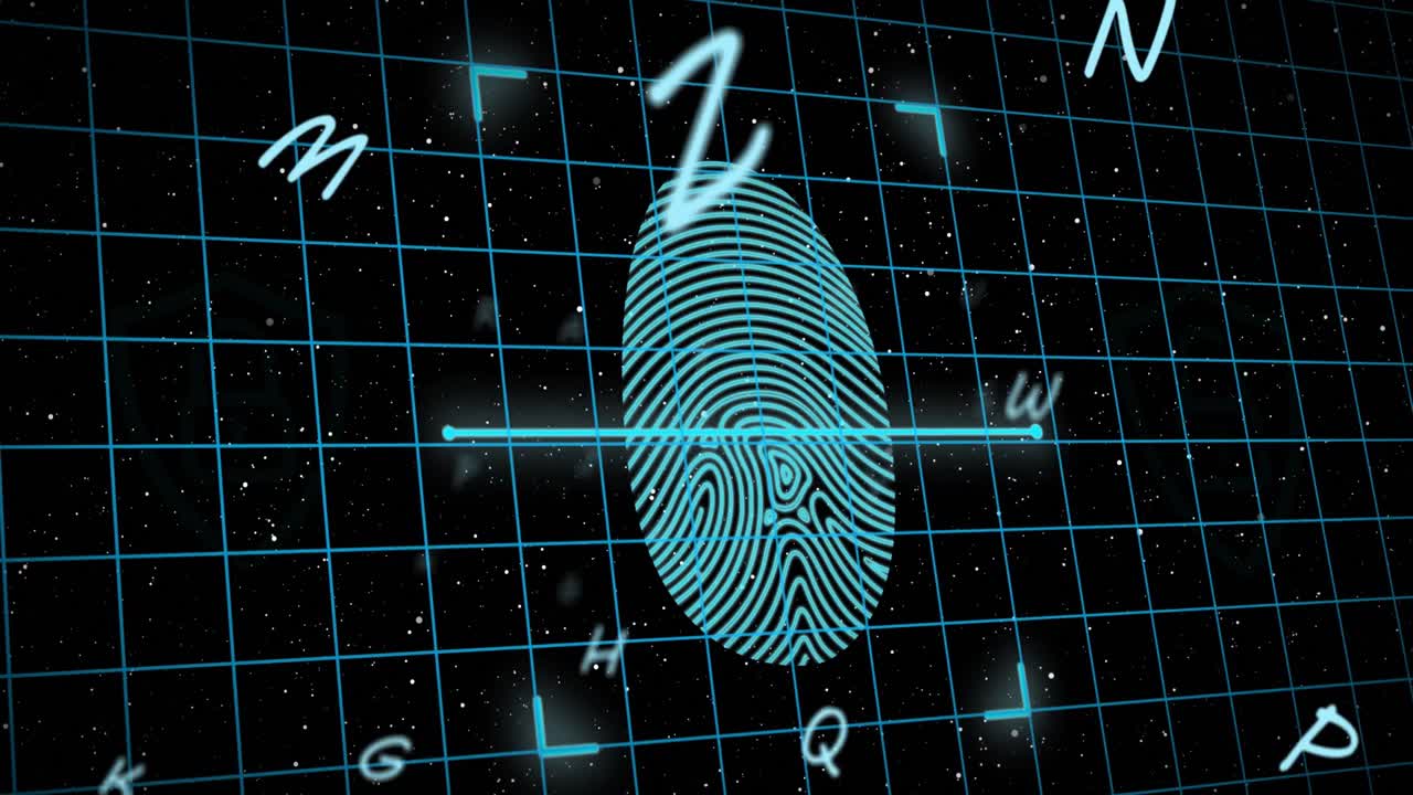 анимация отпечатков пальцев и букв на черном фоне